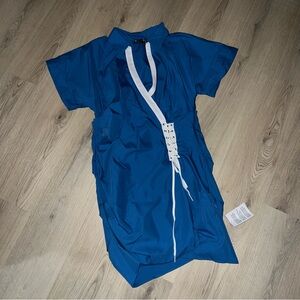 ASOS DESIGN Contrast Blue Mini Dress Lace-Up Front Size 12